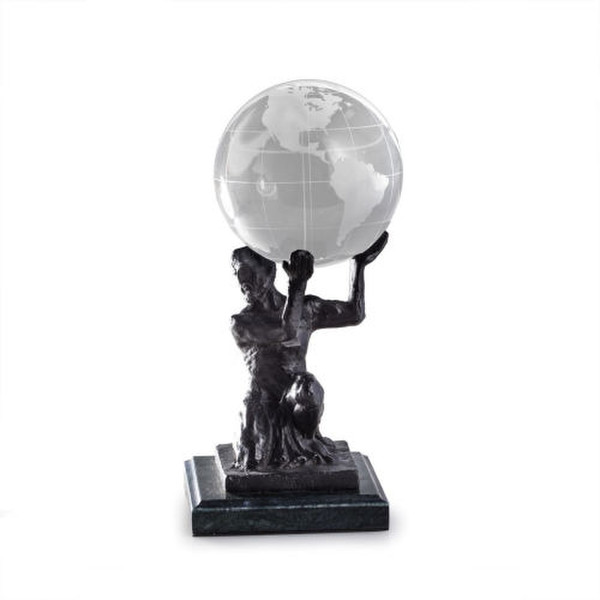 Atlas Sculpture Holding Glass Globe Statue Earth on Shoulders Art